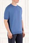 Kiton Футболка без принта голубая мужская из хлопка - 100% хлопок. Страна производитель: Италия. Уход: специализированная чистка - фото 3