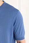 Kiton Футболка без принта голубая мужская из хлопка - 100% хлопок. Страна производитель: Италия. Уход: специализированная чистка - фото 5