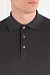 Kiton Поло мужское темно- серое с красными кнопками из хлопка - логотип бренда. 100% хлопок. кнопки. Страна производитель: Италия. Уход: специализированная чистка - фото 5