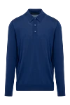 Kiton Polo with long sleeves for men blue wool - 100% wool. Closure: buttons. Country of manufacture: Italy. Care: specialized cleaning - photo 1