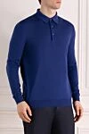 Kiton Polo with long sleeves for men blue wool - 100% wool. Closure: buttons. Country of manufacture: Italy. Care: specialized cleaning - photo 3