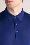 Kiton Polo with long sleeves for men blue wool - 100% wool. Closure: buttons. Country of manufacture: Italy. Care: specialized cleaning - photo 5