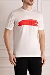 Kiton Men's white cotton T-shirt with print - abstract pattern. 100% cotton. Country of manufacture: Italy. Care: specialized cleaning - photo 3