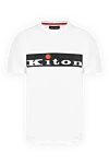 Kiton Біла бавовняна футболка з контрастною плашкою та червоним акцентом (уцінка) - логотип бренду. 100% бавовна. Країна виробник: Італія. Догляд: спеціалізоване чищення - фото 1