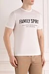 Kiton Men's white cotton T-shirt with a print - brand slogan. 100% cotton. Country of manufacture: Italy. Care: specialized cleaning - photo 3