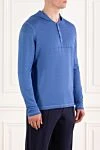 Kiton Блакитна кофта з кашеміру та шовку з капюшоном - капюшон. 80% кашемір, 20% шовк. дві бічні кишені. блискавка. Країна виробник: Італія. Догляд: спеціалізоване чищення - фото 3