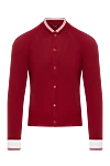 Kiton Cardigan made of burgundy cotton for men - contrast edging. 100% cotton. Closure: buttons. Country of manufacture: Italy. Care: specialized cleaning - photo 1