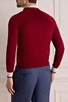 Cardigan made of burgundy cotton for men Kiton - contrast edging. 100% cotton. Closure: buttons. Country of manufacture: Italy. Care: specialized cleaning - photo 4