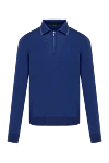 Svevo Blue long sleeve men's polo with zipper - 100% wool. Closure: zipper. Country of manufacture: Italy. Care: specialized cleaning - photo 1