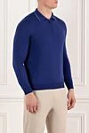 Svevo Blue long sleeve men's polo with zipper - 100% wool. Closure: zipper. Country of manufacture: Italy. Care: specialized cleaning - photo 3