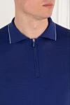 Svevo Blue long sleeve men's polo with zipper - 100% wool. Closure: zipper. Country of manufacture: Italy. Care: specialized cleaning - photo 5