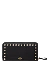 Valentino Wallet made of genuine leather for women black - brand logo. 100% genuine leather. Closure: zipper. Country of manufacture: Italy. Care: specialized cleaning - photo 1