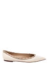 Valentino Shoes without heels made of genuine leather for women beige - inserts on piping. 100% genuine leather. Country of manufacture: Italy. Care: specialized cleaning - photo 1