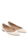 Valentino Shoes without heels made of genuine leather for women beige - inserts on piping. 100% genuine leather. Country of manufacture: Italy. Care: specialized cleaning - photo 3