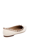 Shoes without heels made of genuine leather for women beige Valentino - inserts on piping. 100% genuine leather. Country of manufacture: Italy. Care: specialized cleaning - photo 4