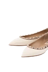 Valentino Shoes without heels made of genuine leather for women beige - inserts on piping. 100% genuine leather. Country of manufacture: Italy. Care: specialized cleaning - photo 5