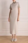 Gray knitted dress for women Brunello Cucinelli - contrast collar. 82% cotton, 12% polyamide, 6% elastane. Closure: buttons. one chest pocket. Country of manufacture: Italy. Care: specialized cleaning - photo 2