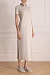 Brunello Cucinelli Gray knitted dress for women - contrast collar. 82% cotton, 12% polyamide, 6% elastane. Closure: buttons. one chest pocket. Country of manufacture: Italy. Care: specialized cleaning - photo 3