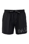 Balmain Men's black polyester beach shorts - brand logo. 100% polyester. Closure: drawstring. two side, two back pockets. Country of manufacture: Italy. Care: specialized cleaning - photo 1