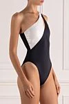 Balmain Women's black swimsuit made of polyamide and elastane - contrasting fragment, yellow buttons. 80% polyamide, 20% elastane. Country of manufacture: Italy. Care: specialized cleaning - photo 3