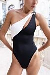 Women's black swimsuit made of polyamide and elastane Balmain - contrasting fragment, yellow buttons. 80% polyamide, 20% elastane. Country of manufacture: Italy. Care: specialized cleaning - photo 8