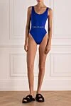 Women's blue one-piece swimsuit made of polyamide and elastane Balmain - brand logo. 82% polyamide, 18% elastane. Country of manufacture: Italy. Care: specialized cleaning - photo 2