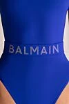 Balmain Women's blue one-piece swimsuit made of polyamide and elastane - brand logo. 82% polyamide, 18% elastane. Country of manufacture: Italy. Care: specialized cleaning - photo 5