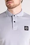 Stone Island Men's gray cotton polo - brand logo, contrast edging. 100% cotton. Closure: buttons. Country of manufacture: Italy. Care: specialized cleaning - photo 5