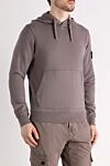 Stone Island Brown men's cotton hoodie - brand logo. hood. 100% cotton. Closure: drawstring. one front pocket. Country of manufacture: Italy. Care: specialized cleaning - photo 3