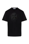 Stone Island Men's black cotton T-shirt - brand logo. 100% cotton. Country of manufacture: Italy. Care: specialized cleaning - photo 1