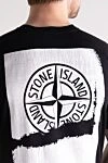 Stone Island Футболка чорна чоловіча з бавовни - логотип бренду. 100% бавовна. Країна виробник: Італія. Догляд: спеціалізоване чищення - фото 5