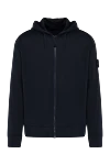 Stone Island Men's black sports jacket made of cotton - brand logo. hood. 100% cotton. Closure: zipper. Country of manufacture: Italy. Care: specialized cleaning - photo 1