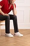 Men's white suede sneakers Brunello Cucinelli - perforation. 100% suede. Closure: laces. Country of manufacture: Italy. Care: specialized cleaning - photo 2