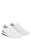 Brunello Cucinelli Men's white suede sneakers - perforation. 100% suede. Closure: laces. Country of manufacture: Italy. Care: specialized cleaning - photo 3