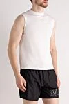 Valentino Men's white cotton sleeveless T-shirt - 100% cotton. Country of manufacture: Italy. Care: specialized cleaning - photo 3