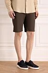 Cesare di Napoli Men's brown shorts - 85% cotton, 11% silk, 4% elastane. zipper, drawstring. two side pockets, one back pocket. Country of manufacture: Italy. Care: specialized cleaning - photo 3