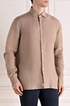 Alessandro Gherardi Men's shirt brown from linen - 100% linen. Closure: buttons. Country of manufacture: Italy. Care: specialized cleaning - photo 3