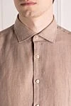 Alessandro Gherardi Men's brown linen shirt - 100% linen. Closure: buttons. Country of manufacture: Italy. Care: specialized cleaning - photo 5