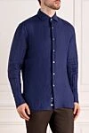 Alessandro Gherardi Men's blue linen shirt - 100% linen. Closure: buttons. Country of manufacture: Italy. Care: specialized cleaning - photo 3