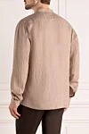 Beige men's shirt made of linen Alessandro Gherardi - stand collar. 100% linen. Closure: buttons. Country of manufacture: Italy. Care: specialized cleaning - photo 4