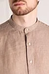 Alessandro Gherardi Beige men's shirt made of linen - stand collar. 100% linen. Closure: buttons. Country of manufacture: Italy. Care: specialized cleaning - photo 5