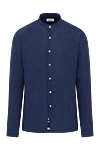 Alessandro Gherardi Blue men's linen shirt - stand collar. 100% linen. Closure: buttons. Country of manufacture: Italy. Care: specialized cleaning - photo 1