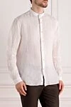 Alessandro Gherardi White men's shirt made of linen - stand collar. 100% linen. Closure: buttons. Country of manufacture: Italy. Care: specialized cleaning - photo 3