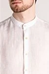 Alessandro Gherardi White men's shirt made of linen - stand collar. 100% linen. Closure: buttons. Country of manufacture: Italy. Care: specialized cleaning - photo 5