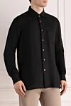 Kiton Black linen shirt for men - 100% linen. buttons. Country of manufacture: Italy. Care: specialized cleaning - photo 3