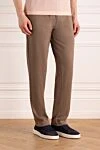 Kiton Brown men's pants made of cotton - 100% cotton. Closure: drawstring. two side pockets. Country of manufacture: Italy. Care: specialized cleaning - photo 3