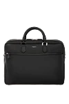 Serapian Men's black briefcase made of genuine leather - textured leather. 100% genuine leather. Closure: zipper. side pocket with zipper. Country of manufacture: Italy. Care: specialized cleaning - photo 1