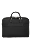 Men's black briefcase made of genuine leather Serapian - textured leather. 100% genuine leather. Closure: zipper. side pocket with zipper. Country of manufacture: Italy. Care: specialized cleaning - photo 4