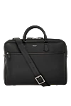 Serapian Men's black briefcase made of genuine leather - textured leather. 100% genuine leather. Closure: zipper. side pocket with zipper. Country of manufacture: Italy. Care: specialized cleaning - photo 5