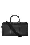 Men's black genuine leather travel bag Serapian - textured leather. 100% genuine leather. Closure: zipper. Country of manufacture: Italy. Care: specialized cleaning - photo 4